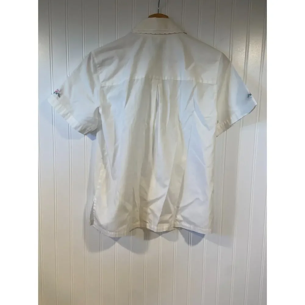 Pendleton Blouse Women's 4 Cream/ivory Button Up Shirt, Embroidered Collar, VTG - Picture 5 of 5